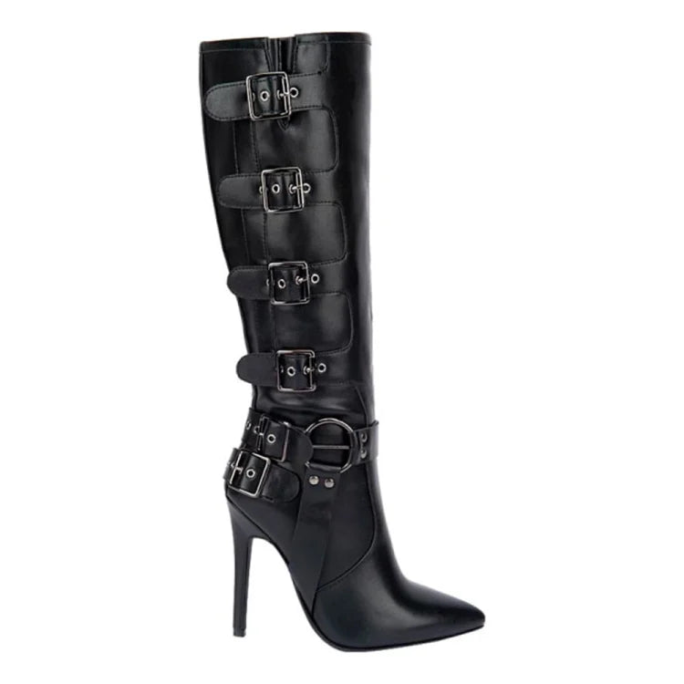 Bota alta mujer Thalia Sodi con hebillas | botas vestir dama