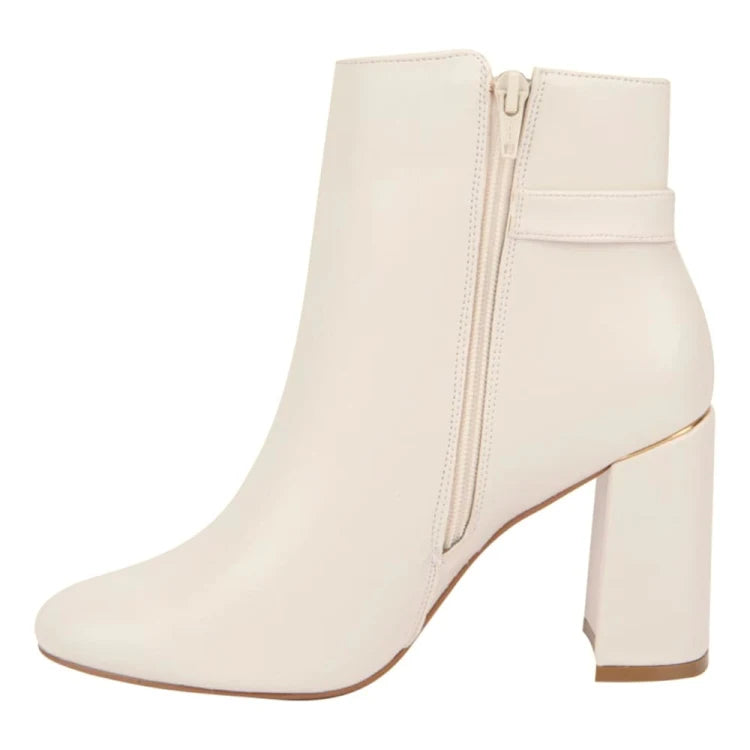 Bota mujer Yaeli Fashion tacón ancho beige | botín elegante dama