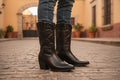 Bota vaquera mujer Tierra Bendita tubo bordado negro | botas western dama
