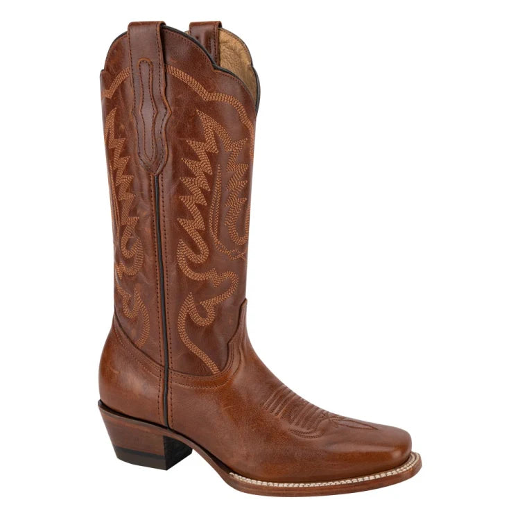 Bota vaquera mujer JC McCoy de piel cognac | botas western dama