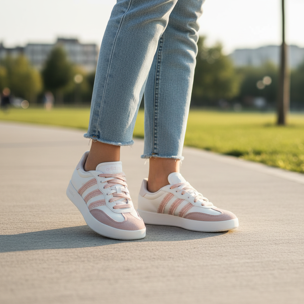 Tenis casual mujer Adidas Barreda Core White | tenis blancos mujer