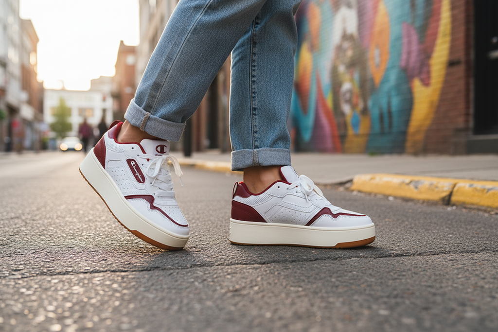 Tenis plataforma mujer Champion Lore Platform blanco rojo | tenis casual mujer