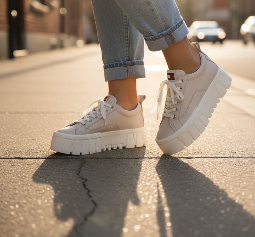 Tenis Plataforma Mujer Tommy Hilfiger Vulc Flatform Leather | Tenis Casuales Mujer